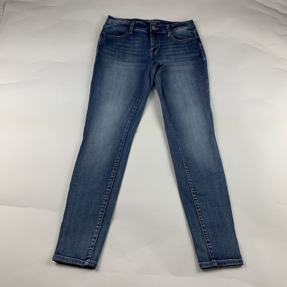 LONG Maurices Blue Stretch Denim Mid Rise Skinny Jeans ML - Picture 1 of 6